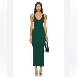 Line and Dot dark green ribbed knit maxi dress size small